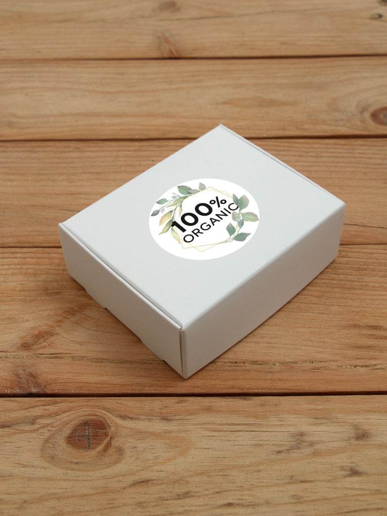 Наклейка стикер глянцевая круглая 40 мм 150 шт "100% Organic"